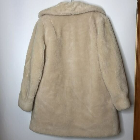 Vintage Sears Fashion Womens Teddy Coat Plush Double Breasted Cream L LARGE - Picture 6 of 7